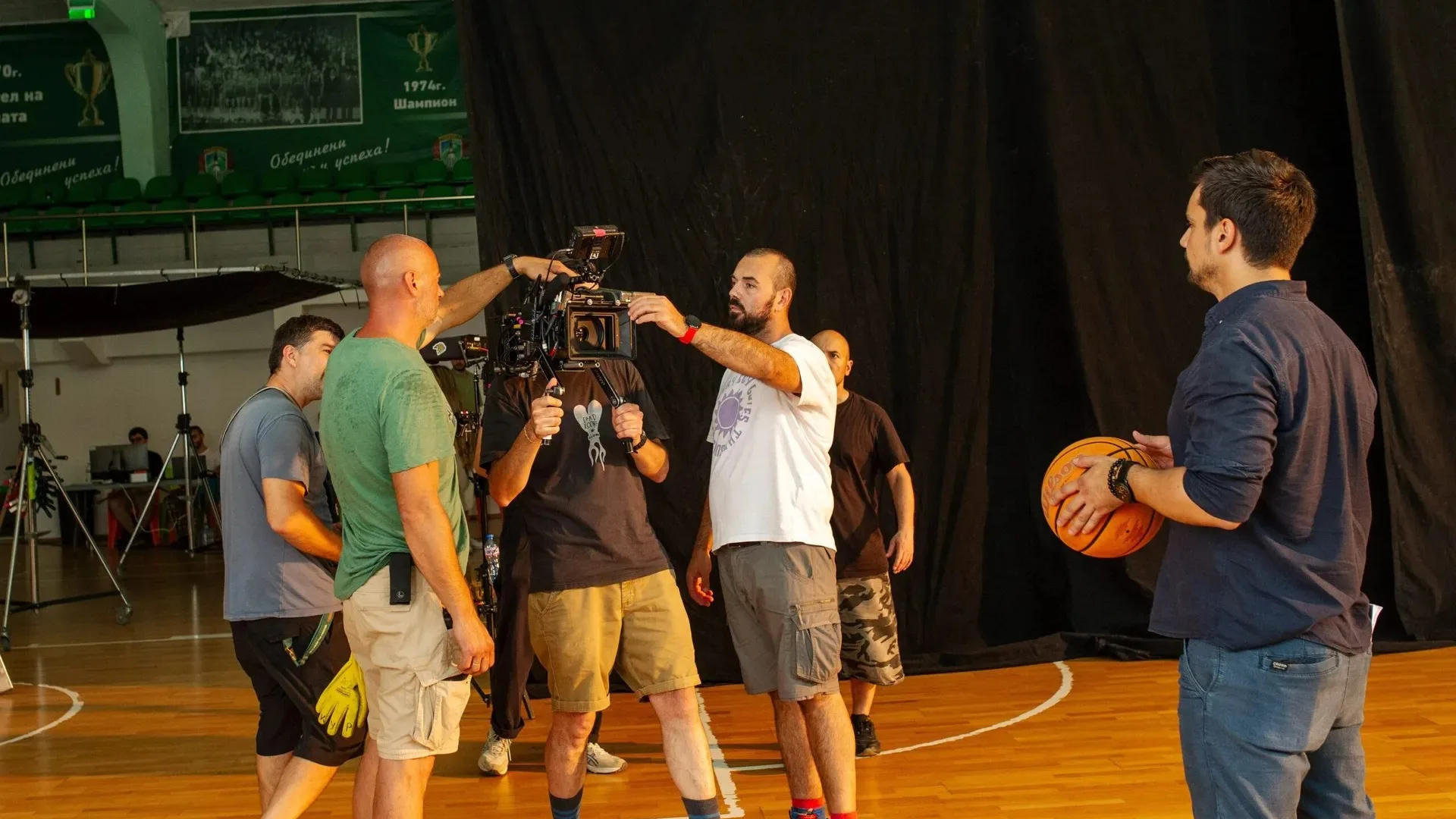 Film crew on set during a commercial production in Bulgaria
